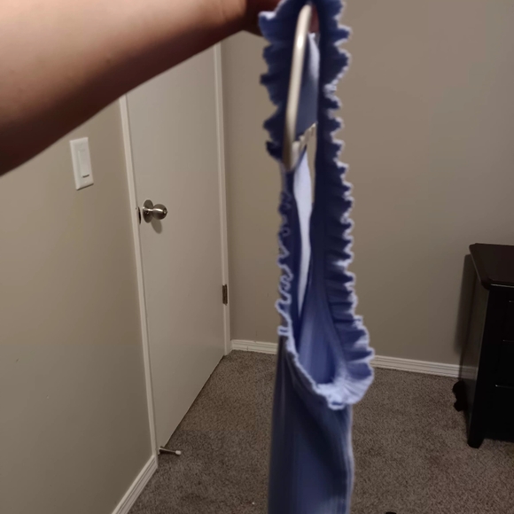 J. Crew Light Blue Ribbed Ruffle Strap Tank - Picture 3 of 9